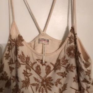 Free People BoHo top Cream w/brown flowers🌸